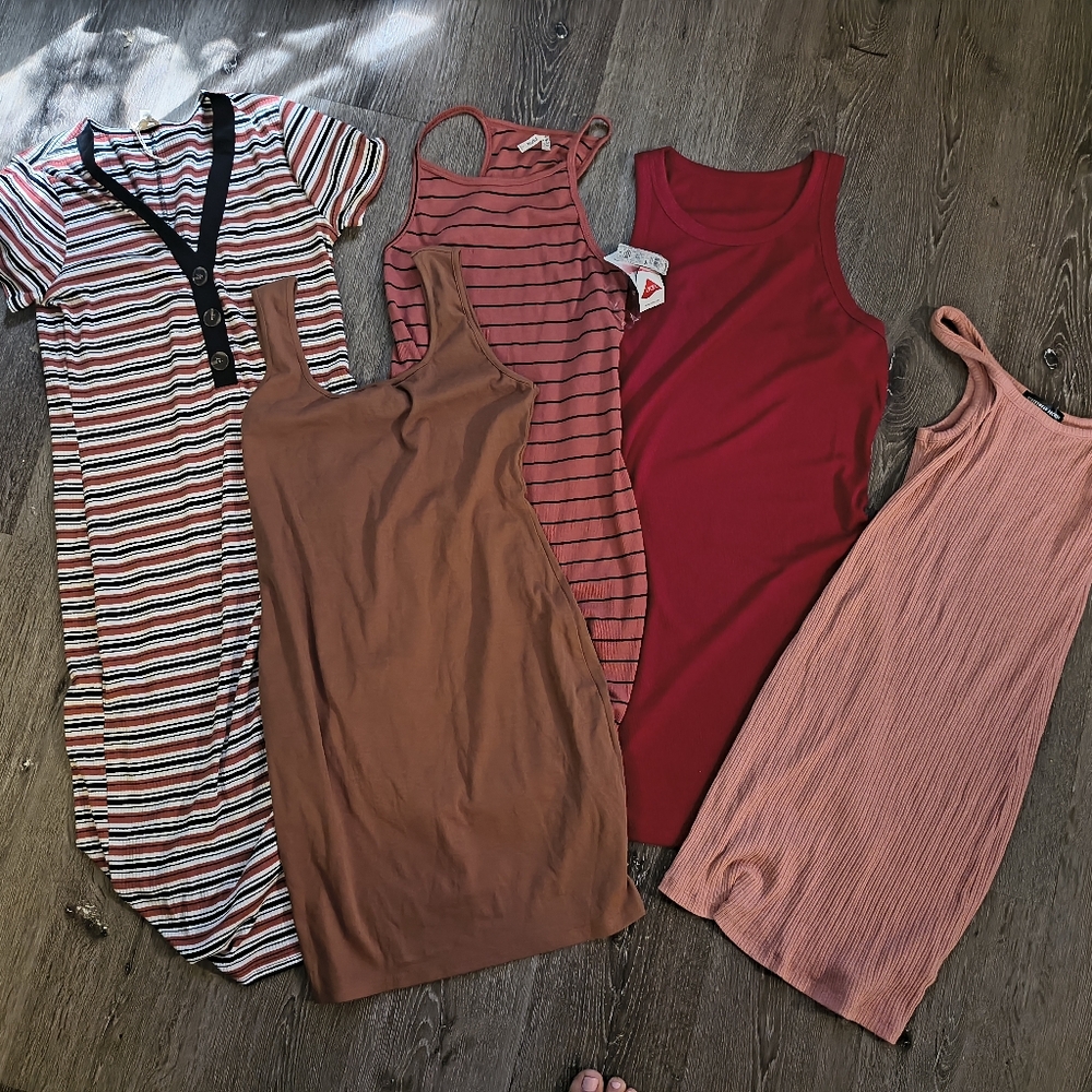 Striped and Solid Tank Dresses